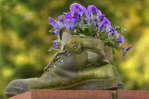 DIY Herbs Container Growing Old Boots